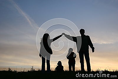 Silhouette family house Stock Photo