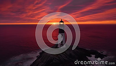 Silhouette of famous beacon guides nautical vessels generated by AI Stock Photo