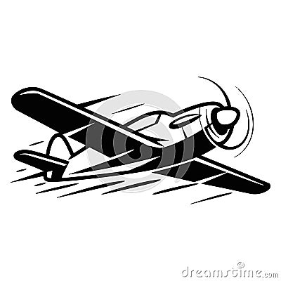 Silhouette of a fast moving plane with speed lines, representing motion and acceleration. Isolated on a white background. Vector Vector Illustration