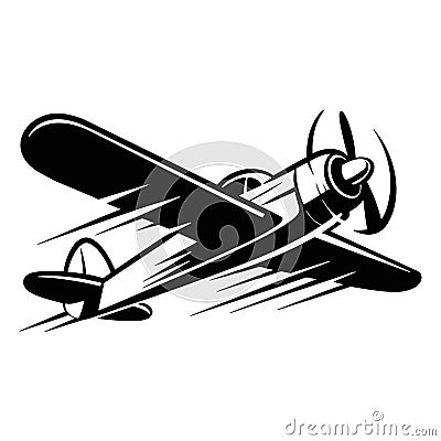 Silhouette of a fast moving plane with speed lines, representing motion and acceleration. Isolated on a white background. Vector Vector Illustration