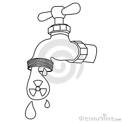 silhouette faucet with drop water contaminated Cartoon Illustration