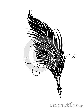 Silhouette feather pen on white background Vector Illustration