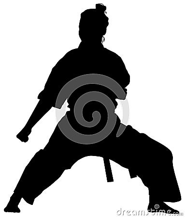 Silhouette of a female athlete kata karate vector Vector Illustration