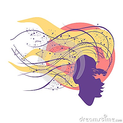 Silhouette of a female face. Vector Illustration