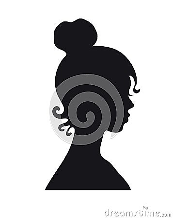 Silhouette of a female head. Black girl profile isolated on a white background. Elegant, delicate and sexy vector portrait Stock Photo