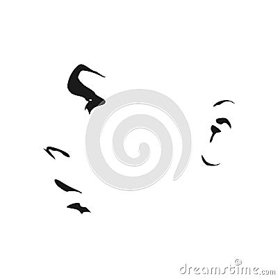 Silhouette of a female head. Face side view. Vector Illustration