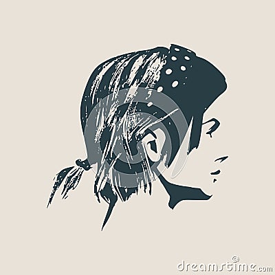 Silhouette of a female head. Face side view. Vector Illustration