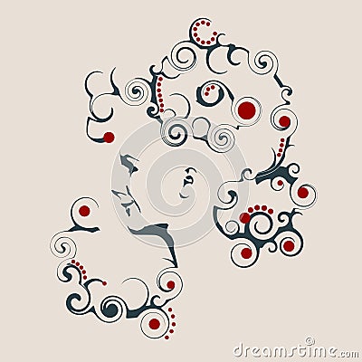 Silhouette of a female head. Face side view. Ornate hairstyle Vector Illustration