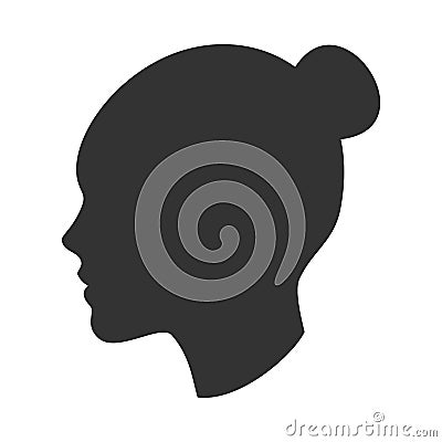 Silhouette of female head, woman face in profile, side view Vector Illustration