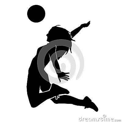 Female volley ball player silhouette Vector Illustration