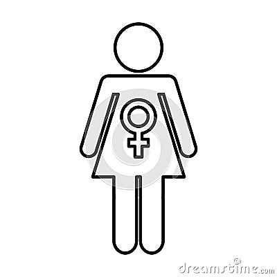 Silhouette femenine emblem icon Vector Illustration