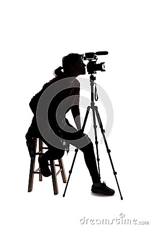 Silhouette of Filmmaker or Content Creator or Casting Director with a Camera Stock Photo