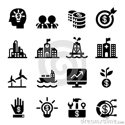 Silhouette Financial Investment icons set Vector Illustration