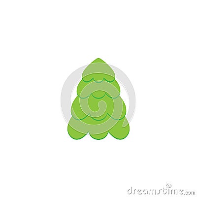 Silhouette of fir-tree in vector format.Vector illustration. Christmas flat tree on white background. Vector Illustration