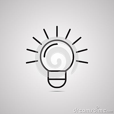 Silhouette flat icon, simple vector design with shadow. Lightbulb Vector Illustration