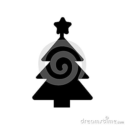 Silhouette flat icon, simple vector design. Symbol of fir-tree for illustration Christmas, new Year, Christmas tree Vector Illustration