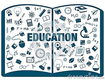 Silhouette flat linear infographic of education academic text bo Vector Illustration