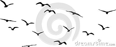 Flock of birds flying vector silhouette Vector Illustration