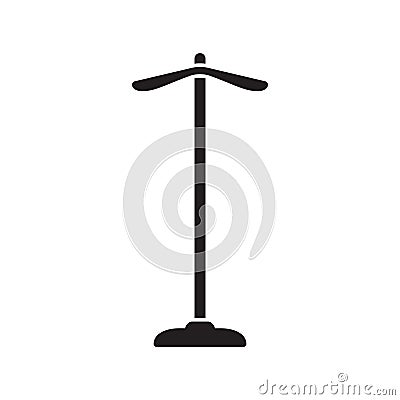 Silhouette Floor hanger for clothes. Outline icon of shoulder rack, hallway furniture. Illustration of vertical device for hanging Vector Illustration