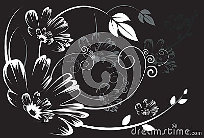 Silhouette of Floral designs Vector Illustration