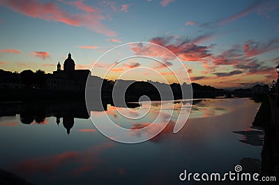 Silhouette of Florence at dawn Stock Photo