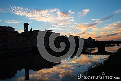Silhouette of Florence at dawn Stock Photo