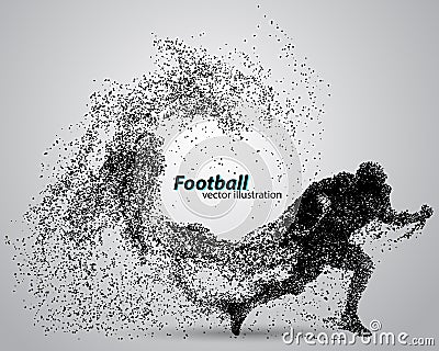 Silhouette of a football player from particle. Rugby. American footballer Vector Illustration