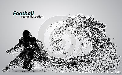 Silhouette of a football player from particle. Rugby. American footballer Vector Illustration