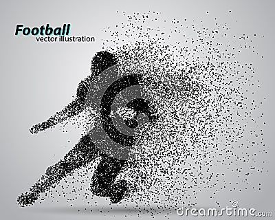 Silhouette of a football player from particle. Rugby. American footballer Vector Illustration