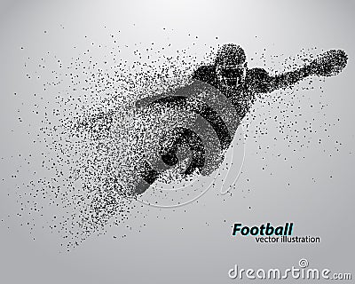 Silhouette of a football player from particle. Rugby. American footballer Vector Illustration