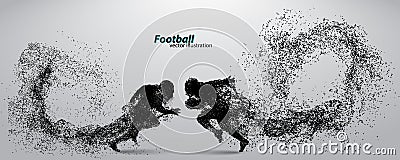 silhouette of a football player from particle. Rugby. American footballer Stock Photo