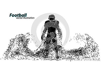 Silhouette of a football player from particle. Rugby. American footballer Vector Illustration