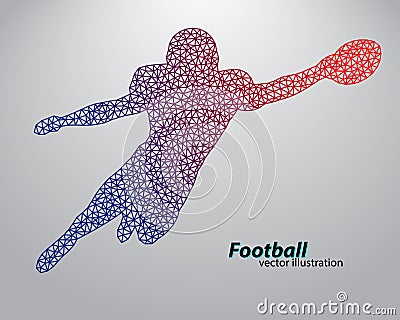 Silhouette of a football player from triangle. Rugby. American footballer Vector Illustration