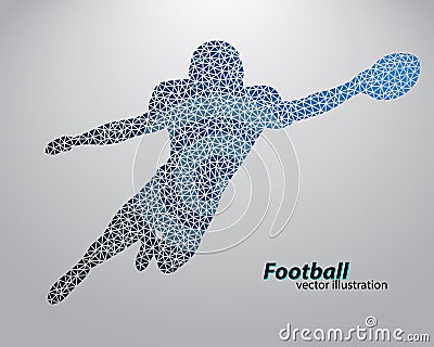 Silhouette of a football player from triangle. Rugby. American footballer Vector Illustration