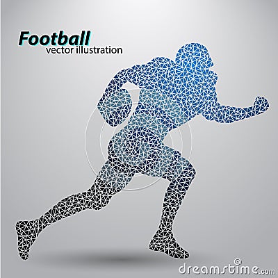 Silhouette of a football player from triangle. Rugby. American footballer Vector Illustration