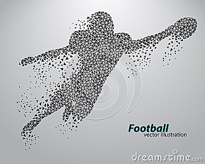 Silhouette of a football player from triangle. Rugby. American footballer Vector Illustration