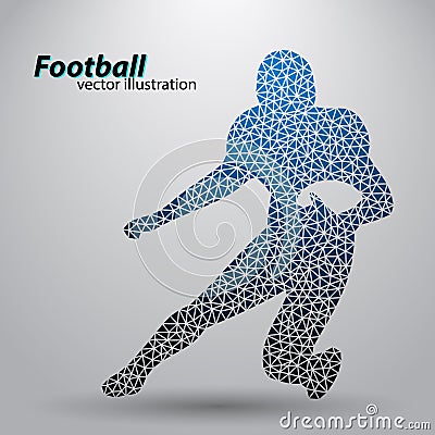 Silhouette of a football player from triangle. Rugby. American footballer Vector Illustration