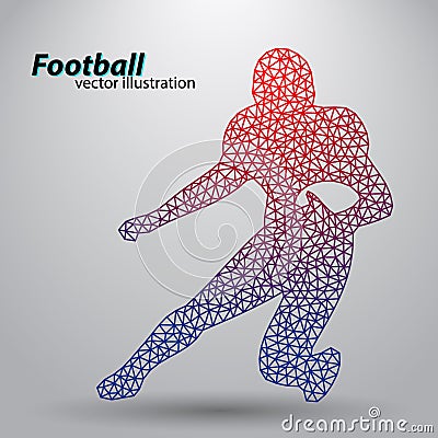 Silhouette of a football player from triangle. Rugby. American footballer Vector Illustration