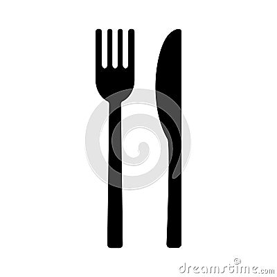 Silhouette fork and knife. Outline icon of kitchenware. Black simple illustration for dinner, eating food, cafe, restaurant. Flat Vector Illustration