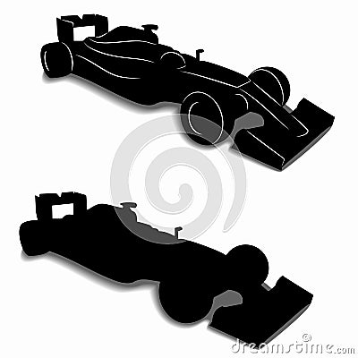 Silhouette of a formula F1 racer, vector draw Vector Illustration