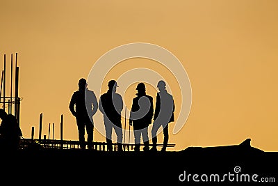 Silhouette of engineers at construction site Editorial Stock Photo