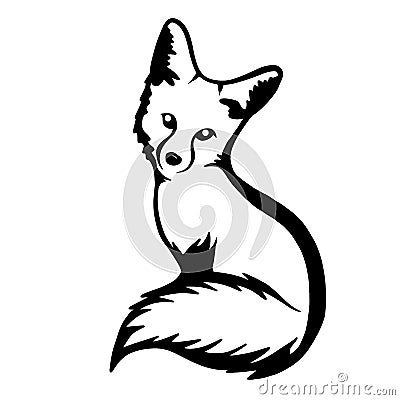 Silhouette of a fox on a white background. Cute predator. The mouse hunter Vector Illustration
