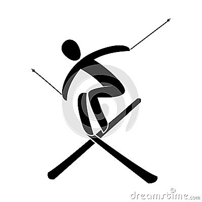 Silhouette of a freestyle skier jumping isolated. Winter sport discipline Vector Illustration