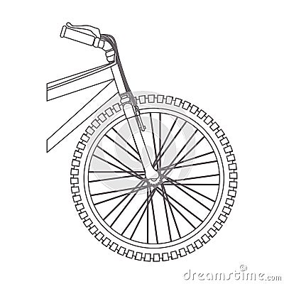 Silhouette front part bicycle in closeup Vector Illustration