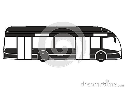 Silhouette of a futuristic, ecological electric tram-bus. Vector Illustration