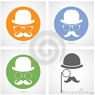 Silhouette of gentleman's face with moustaches - capitalist or hipster Vector Illustration