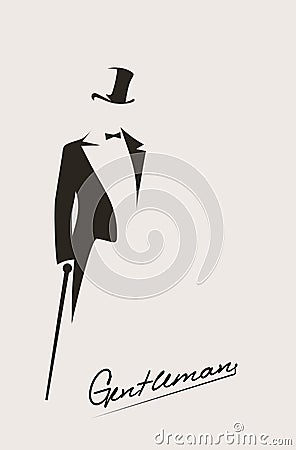 Silhouette of a gentleman in a tuxedo Vector Illustration