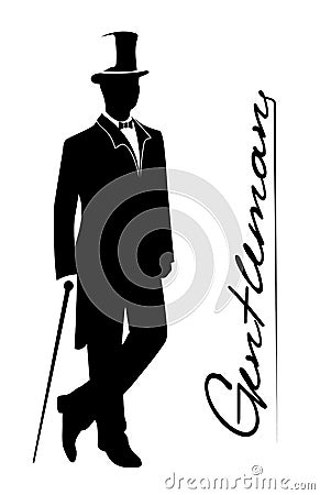 Silhouette of a gentleman in a tuxedo Vector Illustration