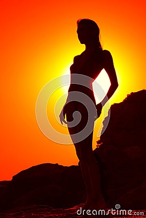 Silhouette of a girl Stock Photo