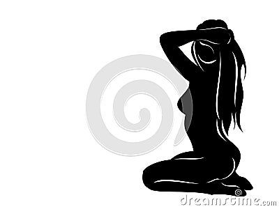 silhouette of a girl attractive figure slender female body sketch blank template image Stock Photo